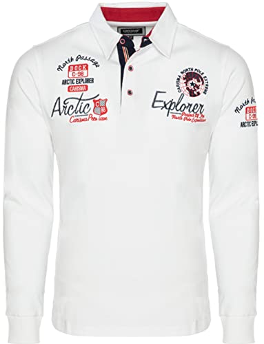 Carisma Casual Herren Longsleeve Langarmshirt Sweatshirt Poloshirt Regular Fit mit Hochwertigen Stickerei 3439 White XXL von Carisma