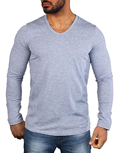 Carisma Herren Basic Uni Longsleeve einfarbiges Langarm T-Shirt tiefer V-Ausschnitt dehnbar Stretch 3428-3441 von Carisma