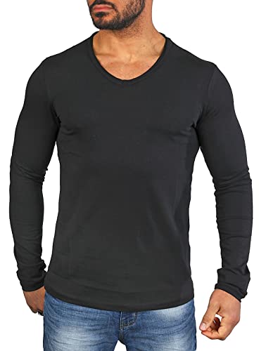 Carisma Herren Basic Uni Longsleeve einfarbiges Langarm T-Shirt tiefer V-Ausschnitt dehnbar Stretch 3428-3441 von Carisma