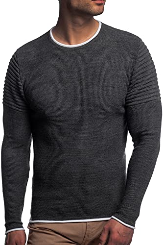 Carisma Herren Feinstrick-Pullover für Winter und Übergang • Herren Longsleeve mit gerippten Ärmeln • Herren Langarmshirt Rundhals-Pullover für Herren 7757 Dunkel-Grau M von Carisma