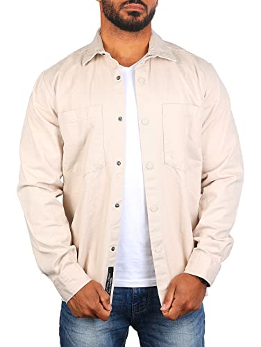 Carisma Herren Hemd Jacke robuste jeansähnliche Qualität Regular fit Uni Retro Safari Look 8548, Grösse:M, Farbe:Beige von Carisma