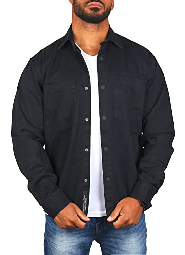 Carisma Herren Hemd Jacke robuste jeansähnliche Qualität Regular fit Uni Retro Safari Look 8548, Grösse:M, Farbe:Schwarz von Carisma