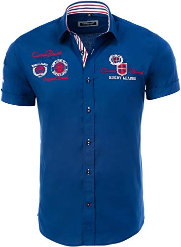 Carisma Herren Hemd Kurzarm aus 97% Baumwolle• Kurzarmhemd mit Stickerei für Männer • Freizeithemd Sommer-Hemd für Herren • Herren Shirts Regular fit 9002 Navy M von Carisma