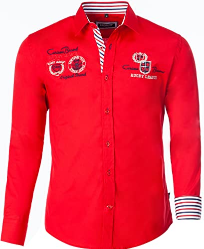 Carisma Herren Hemd Langarm aus 97% Baumwolle• Langarm-Hemd mit Stickerei für Männer • Freizeithemd Business-Hemd für Hochzeit und Beruf • Herren Shirts Regular Fit 8004 Red XL von Carisma