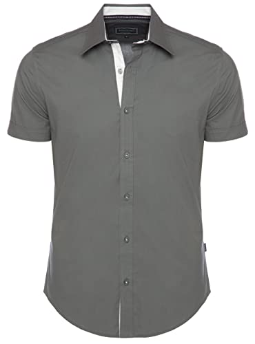 Carisma Herren Kurzarm-Hemd Einfarbig S-5XL | Basic Hemd Aus 97% Baumwolle | Sommerhemd in Regular-Fit | Für Freizeit Und Büro 9102 Grey XL von Carisma