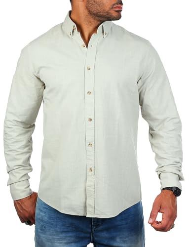 Carisma Herren Leinen Baumwoll Mix Casual Hemd Langarm Regular fit 8529, Grösse:4XL, Farbe:Safari von Carisma