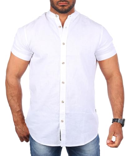 Carisma Herren Leinen Baumwoll Mix Casual Stehkragen Hemd Kurzarm Regular fit 9337, Grösse:M, Farbe:Weiß Carisma Herren Leinen Baumwoll Mix Casual Stehkragen Hemd Kurzarm Regular fit 9337, Grösse:M, Farbe:Weiß von Carisma