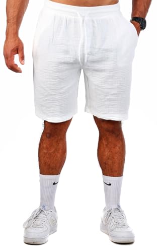 Carisma Herren Musselin Shorts Kurze Strand Hose trendig locker angenehm luftig leicht 2161, Grösse:XL, Farbe:Creme-Weiß von Carisma