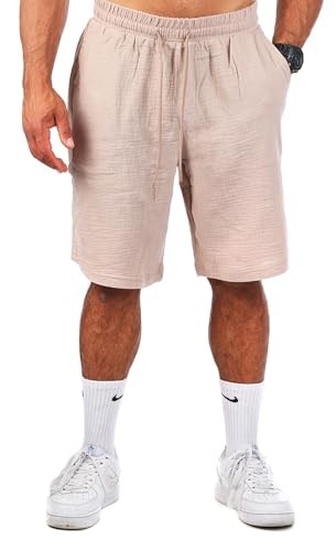 Carisma Herren Musselin Shorts Kurze Strand Hose trendig locker angenehm luftig leicht 2161, Grösse:XL, Farbe:Taupe von Carisma