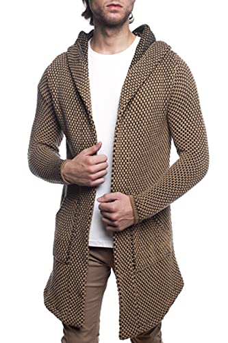 Carisma Herren Strickjacke Lang mit Kapuze/Herren Jacke Lange Kapuzenjacke Herren angenehme Übergangsjacke für Männer 7736 Camel S von Carisma