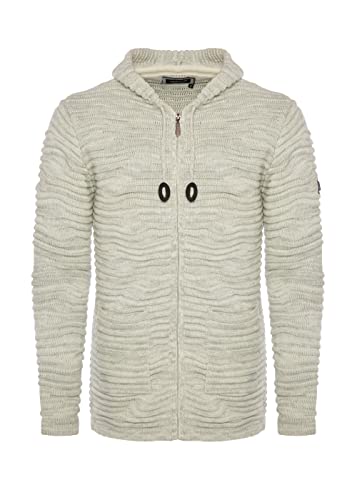 Carisma Herren Strickjacke Lang mit Kapuze/Herren Jacke mit Seitentaschen Lange Kapuzenjacke Herren angenehme Übergangsjacke für Männer 7770 Beige L von Carisma