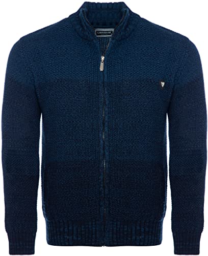 Carisma Herren Strickjacke für Winter und Übergang ? Angenehme Männer Freizeit-Jacke mit Farbverlauf ? Herren Zipper mit Seitentasche 7778 Indigo XL von Carisma