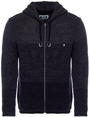 Carisma Herren Strickjacke für Winter und Übergang • Angenehme Männer Freizeit-Jacke mit Farbverlauf • Herren Zipper mit Seitentasche 7397 Anthra-Black L von Carisma