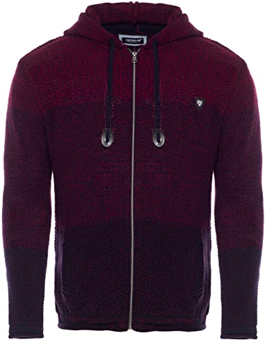 Carisma Herren Strickjacke für Winter und Übergang • Angenehme Männer Freizeit-Jacke mit Farbverlauf • Herren Zipper mit Seitentasche 7397 Bordeaux XL von Carisma