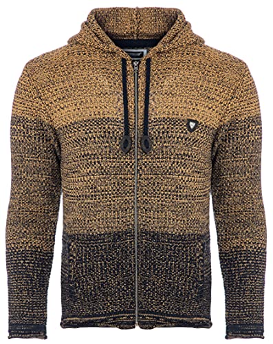 Carisma Herren Strickjacke für Winter und Übergang • Angenehme Männer Freizeit-Jacke mit Farbverlauf • Herren Zipper mit Seitentasche 7397 Camel XXL von Carisma