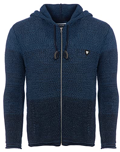 Carisma Herren Strickjacke für Winter und Übergang • Angenehme Männer Freizeit-Jacke mit Farbverlauf • Herren Zipper mit Seitentasche 7397 Indigo XL von Carisma