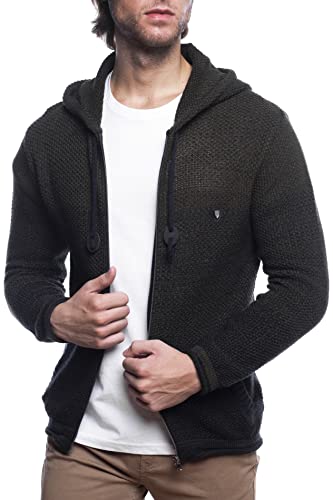 Carisma Herren Strickjacke für Winter und Übergang • Angenehme Männer Freizeit-Jacke mit Farbverlauf • Herren Zipper mit Seitentasche 7397 Khaki L von Carisma