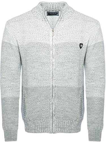 Carisma Herren Strickjacke mit Stehkragen • Angenehme Männer Freizeit-Jacke mit Farbverlauf • Herren Zipper mit Seitentasche 7778 Grey L von Carisma