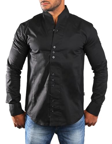 Carisma Herren Uni Langarm Stehkragen Hemd einfarbig Basic H-902-regular fit, Grösse:4XL, Farbe:Schwarz Carisma Herren Uni Langarm Stehkragen Hemd einfarbig Basic H-902-regular fit, Grösse:4XL, Farbe:Schwarz von Carisma