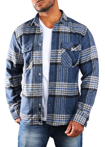 Carisma Herren warmes Flanell Holzfäller Karo Hemd Dicke weiche Qualität Regular fit kariert 8615, Grösse:3XL, Farbe:Blau von Carisma