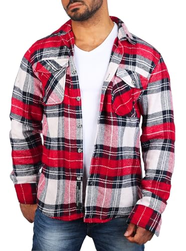 Carisma Herren warmes Flanell Holzfäller Karo Hemd Dicke weiche Qualität Regular fit kariert 8615, Grösse:L, Farbe:Rot (8515) von Carisma