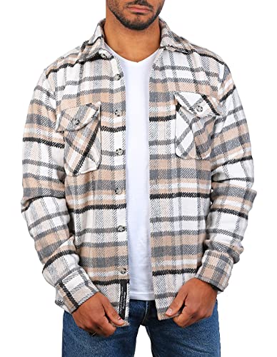 Carisma Herren warmes Flanell Holzfäller Karo Hemd Dicke weiche Qualität Regular fit kariert 8615, Grösse:M, Farbe:Creme-Beige (8525) von Carisma