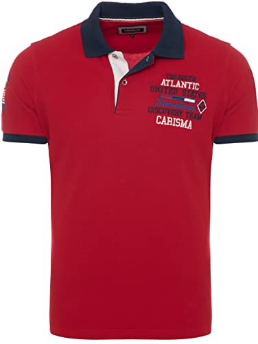 Carisma Kurzarm Poloshirt für Herren 100% Baumwolle ? Herren Polo Shirt mit Stickerei ? Angenehmes Regular Fit Shirt für Büro und Freizeit 4664 red S von Carisma