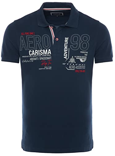 Carisma Kurzarm Poloshirt für Herren 100% Baumwolle ? Herren Polo Shirt mit Stickerei ? Angenehmes Regular Fit Shirt für Büro und Freizeit 4666 Navy L von Carisma