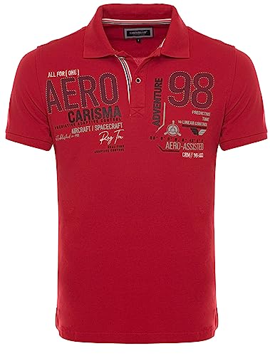 Carisma Kurzarm Poloshirt für Herren 100% Baumwolle ? Herren Polo Shirt mit Stickerei ? Angenehmes Regular Fit Shirt für Büro und Freizeit 4666 Rot M von Carisma