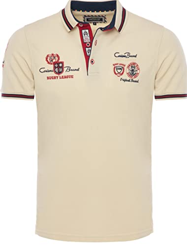 Carisma Kurzarm Poloshirt für Herren 100% Baumwolle • Herren Polo Shirt mit Stickerei • Angenehmes Regular Fit Shirt für Büro und Freizeit 4011 Beige L von Carisma