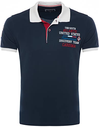 Carisma Kurzarm Poloshirt für Herren 100% Baumwolle ? Herren Polo Shirt mit Stickerei ? Angenehmes Regular Fit Shirt für Büro und Freizeit 4664 Navy L von Carisma