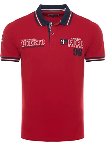 Carisma Kurzarm Poloshirt für Herren 100% Baumwolle• Herren Polo Shirt mit Stickerei • Angenehmes Regular Fit Shirt für Büro und Freizeit 4665 Red 3XL von Carisma