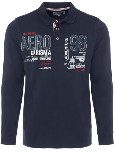 Carisma Langarm Poloshirt für Herren 100% Baumwolle ? Herren Langarmshirt mit Stickerei ? Angenehmes Regular Fit Longsleeve für Büro und Freizeit 3445 NA L von Carisma