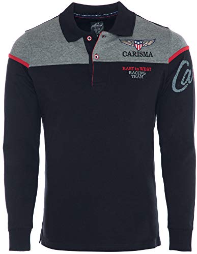 Carisma Langarm Poloshirt für Herren XXL, Schwarz 100% Baumwolle • Herren Langarmshirt mit Stickerei • Angenehmes Regular Fit Longsleeve 3432 Black XXL von Carisma