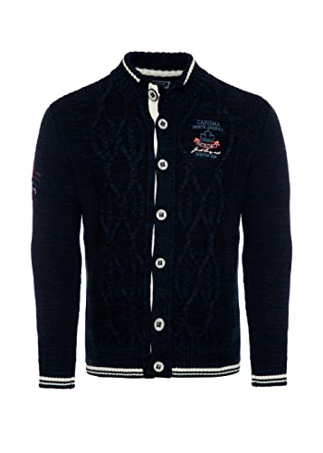 Carisma Strickjacke für Herren ? Herren Strickjacke mit Stickerei ? Angenehmer Regular Fit Strickjacke für Büro und Freizeit 7806 Navy 3XL von Carisma