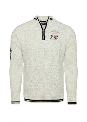 Carisma Strickpullover für Herren ? Herren Troyer mit Stickerei ? Angenehmer Regular Fit Pullover für Büro und Freizeit 7804 Ecru 3XL von Carisma