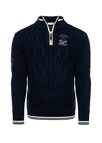 Carisma Strickpullover für Herren ? Herren Troyer mit Stickerei ? Angenehmer Regular Fit Pullover für Büro und Freizeit 7804 Navy 3XL von Carisma