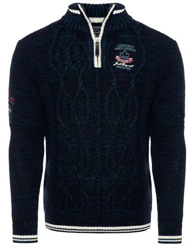 Carisma Strickpullover für Herren ? Herren Troyer mit Stickerei ? Angenehmer Regular Fit Pullover für Büro und Freizeit 7804 Navy 3XL von Carisma