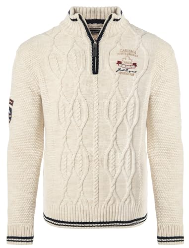 Carisma Strickpullover für Herren ? Herren Troyer mit Stickerei ? Angenehmer Regular Fit Pullover für Büro und Freizeit 7804 Sand S von Carisma