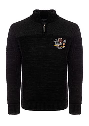 Carisma Strickpullover für Herren • Herren Troyer mit Stickerei • Angenehmer Regular Fit Pullover für Büro und Freizeit 7803 Black L von Carisma