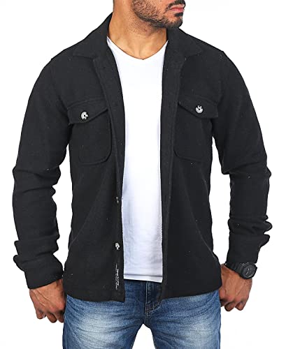 Carisma warme Herren Hemd Jacke dicke Qualität regular fit uni retro Look 8522, Grösse:L, Farbe:Schwarz von Carisma