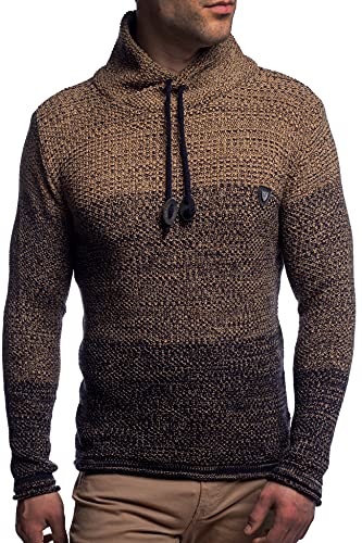 Herren Strick-Pullover mit Stehkragen | Männer Winter Stehkragen-Pullover |stylischer Herren Strick-Pulli | Warmer Männer Pulli Grobstrick | angenehmer Herren Pullover 7576 Camel M von Carisma