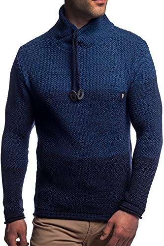 Herren Strick-Pullover mit Stehkragen | Männer Winter Stehkragen-Pullover |stylischer Herren Strick-Pulli | Warmer Männer Pulli Grobstrick | angenehmer Herren Pullover 7576 Indigo L von Carisma