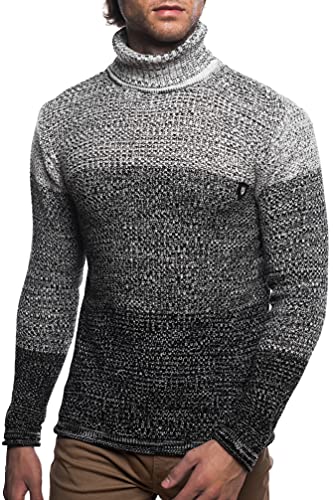 Herren Strick-Pullover mit Rollkragen | Männer Winter Rollkragen-Pullover |stylischer Herren Strick-Pulli | Warmer Männer Pulli Grobstrickangenehmer Herren Rolli 7575 Black 3XL von Carisma