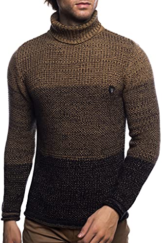 Herren Strick-Pullover mit Rollkragen | Männer Winter Rollkragen-Pullover |stylischer Herren Strick-Pulli | Warmer Männer Pulli Grobstrickangenehmer Herren Rolli 7575 Camel 3XL von Carisma