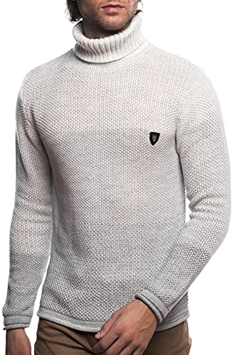 Herren Strick-Pullover mit Rollkragen | Männer Winter Rollkragen-Pullover |stylischer Herren Strick-Pulli | Warmer Männer Pulli Grobstrickangenehmer Herren Rolli 7575 Grey 3XL von Carisma