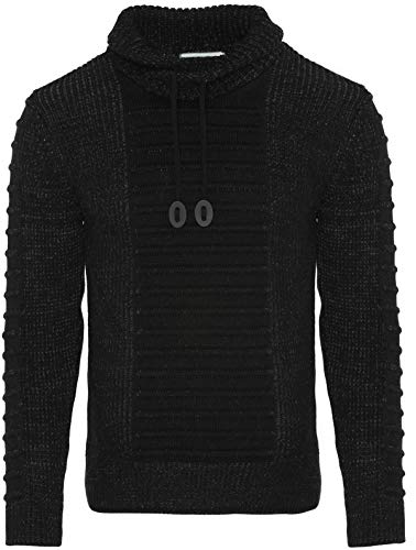 Herren Strick-Pullover mit Schalkragen | Männer Winter-Pullover mit geripptem Effekt |stylischer Herren Strick-Pulli | Warmer Männer Pulli Grobstrick| angenehmer Herren Longsleeve 7654 Black 3XL von Carisma