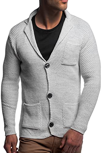 Herren Strick-Sakko mit Reversekragen elegant und sportlich | Herren Strick-Weste mit Brusttasche | Herren Strick-Jacke perfekt für Übergang | Herren Cardigan Designed in Deutschland 7758 Ecru XXL von Carisma