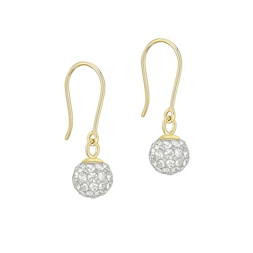 CARISSIMA Damen-Ohrhänger 9ct Yellow 5mm Crystal Ball Drop Earrings 375 Gelbgold Kristall transparent Rundschliff-1.58.9519 von CARISSIMA