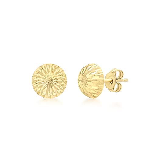 Carissima Gold 9ct Yellow Gold 10mm Diamond Cut Half Ball Stud Earrings von CARISSIMA